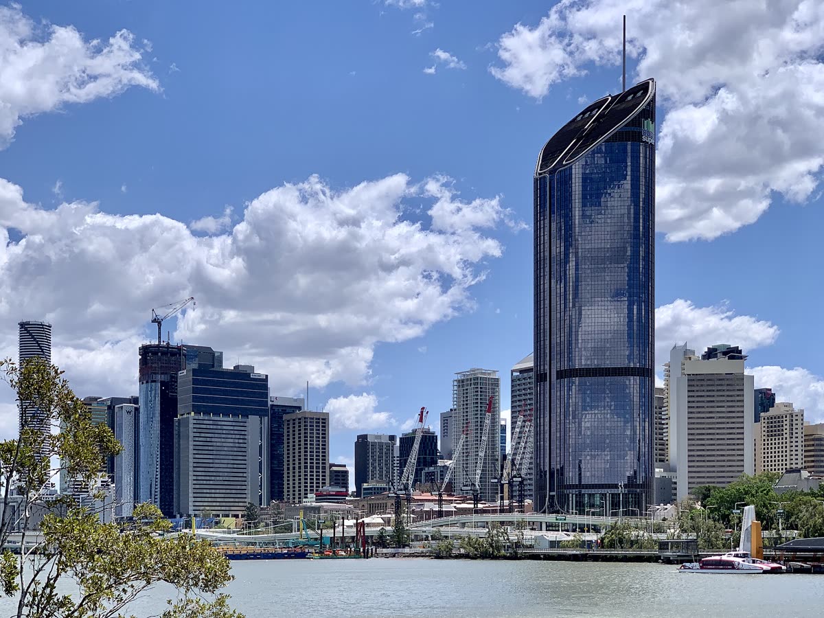 Tower cranes over the Queen's Wharf construction site in Brisbane